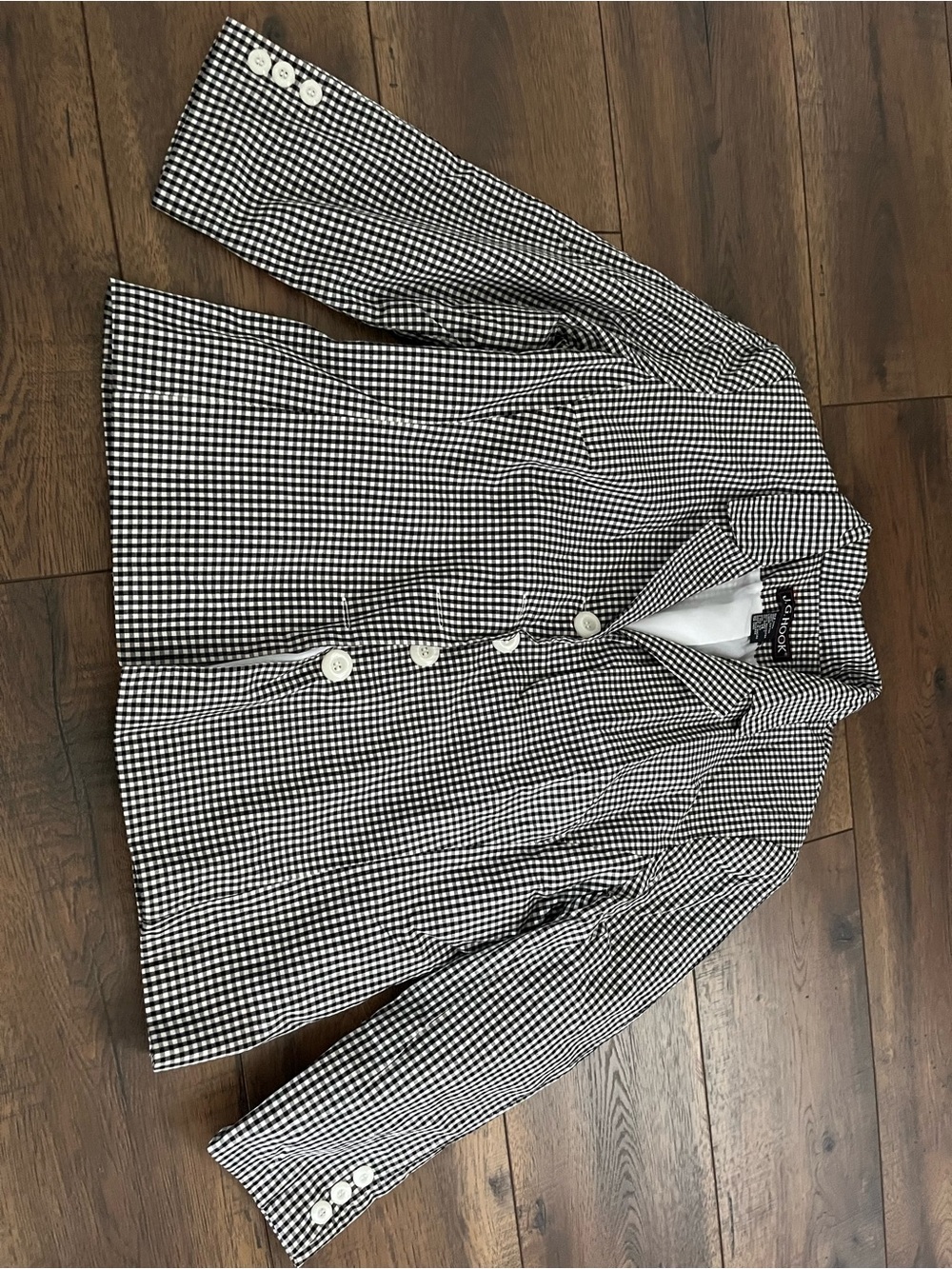 Tailored Black and White Gingham Blazer